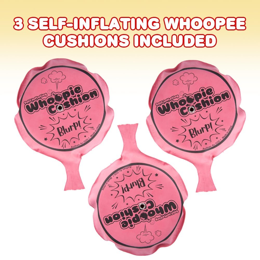 Self Inflating Whoopie Cushion Set - 3 Pack - 7 Inch Whoopee Cushions
