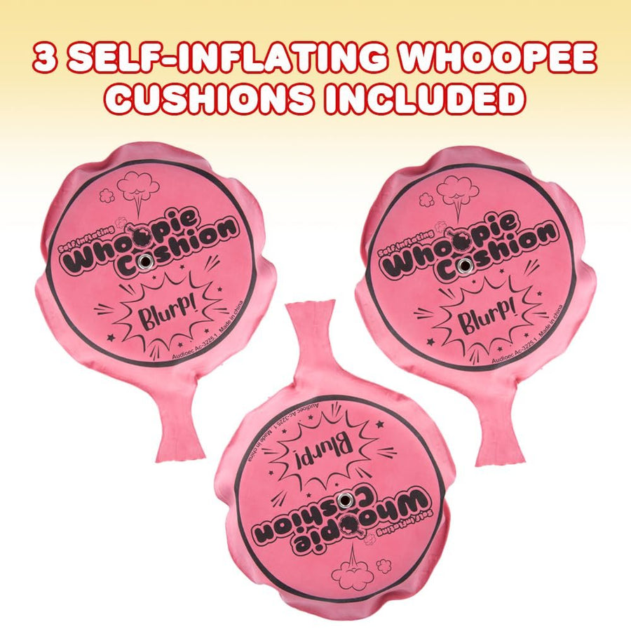 Self Inflating Whoopie Cushion Set - 3 Pack - 7 Inch Whoopee Cushions