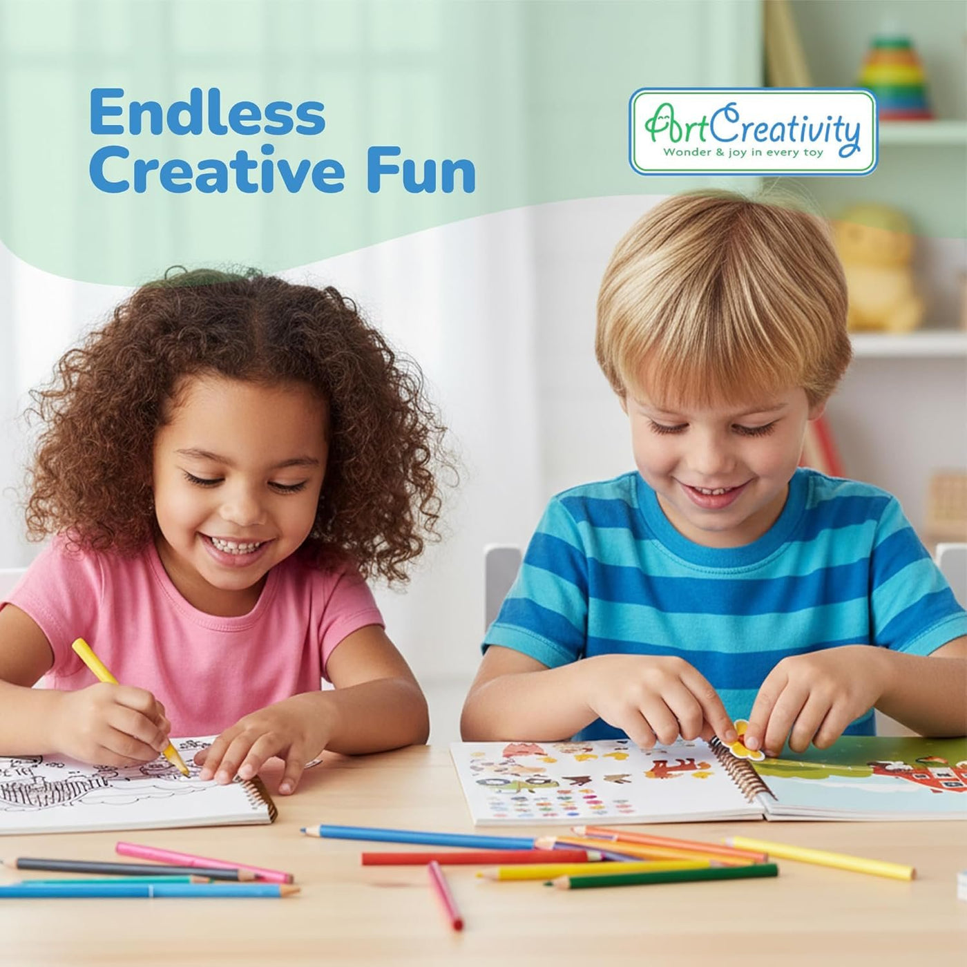 Sticker Activity Book for Kids and Adults - 500+ Creative Stickers, 12 Unique Scenes & Coloring Book Pages