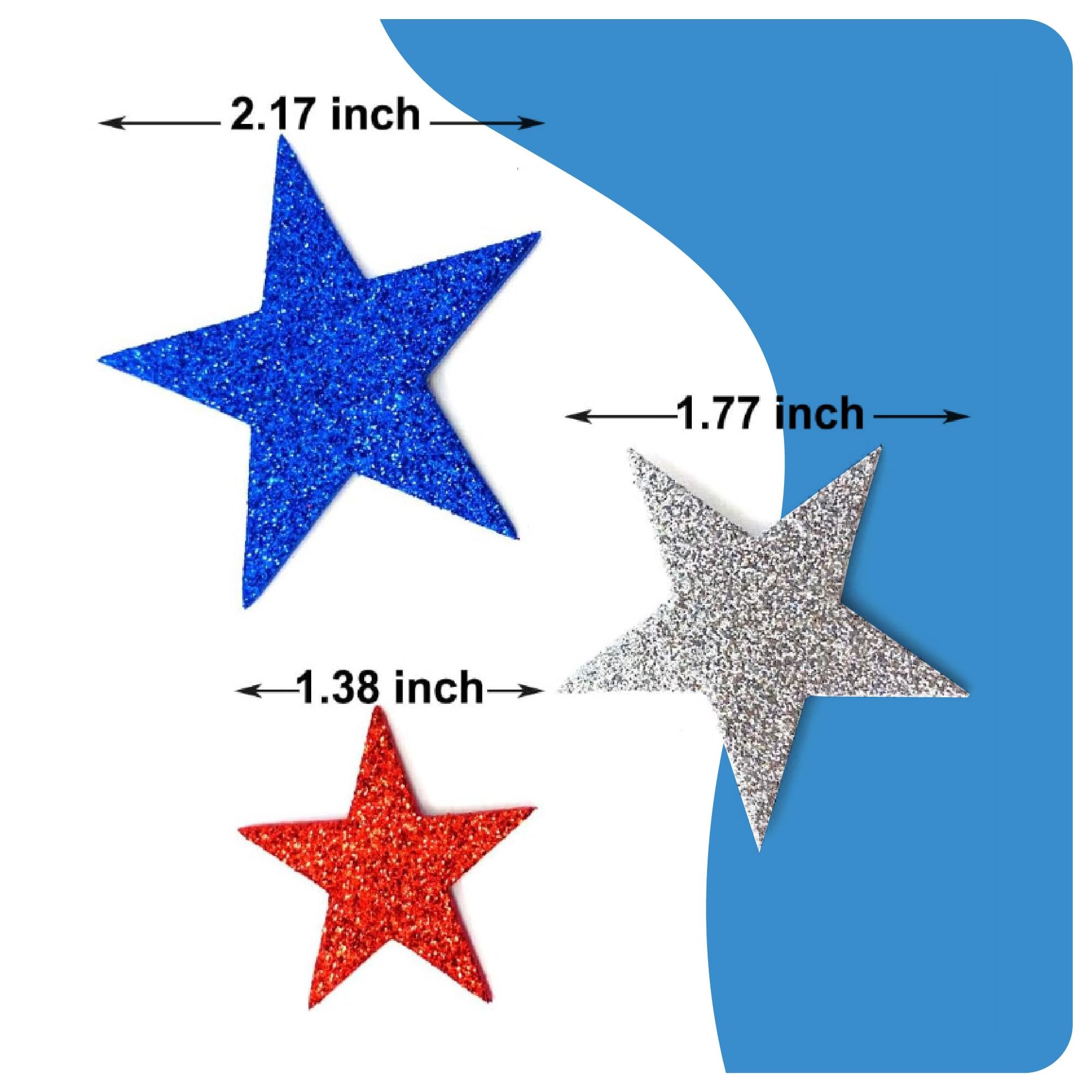 4th of July Patriotic Stickers - 1776 Pack - USA Stickers in Red, White, and Blue - 3 Styles Including Foam Star Stickers