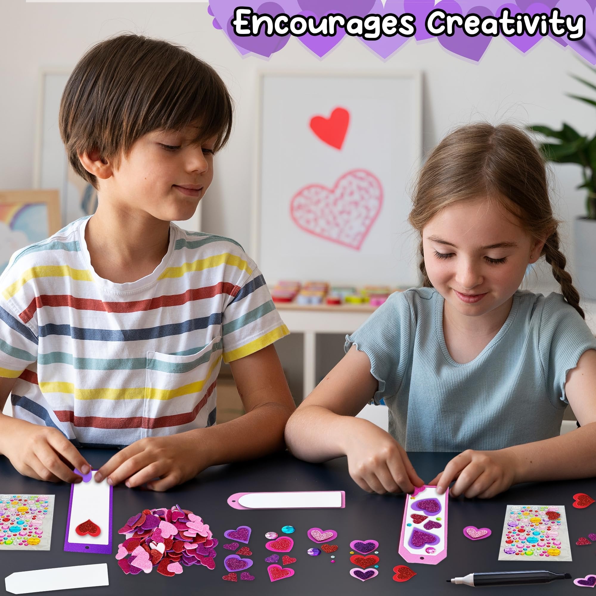 ArtCreativity 314 PCS Valentine’s Day Bookmark Craft Kit - Makes 24 Bookmarks