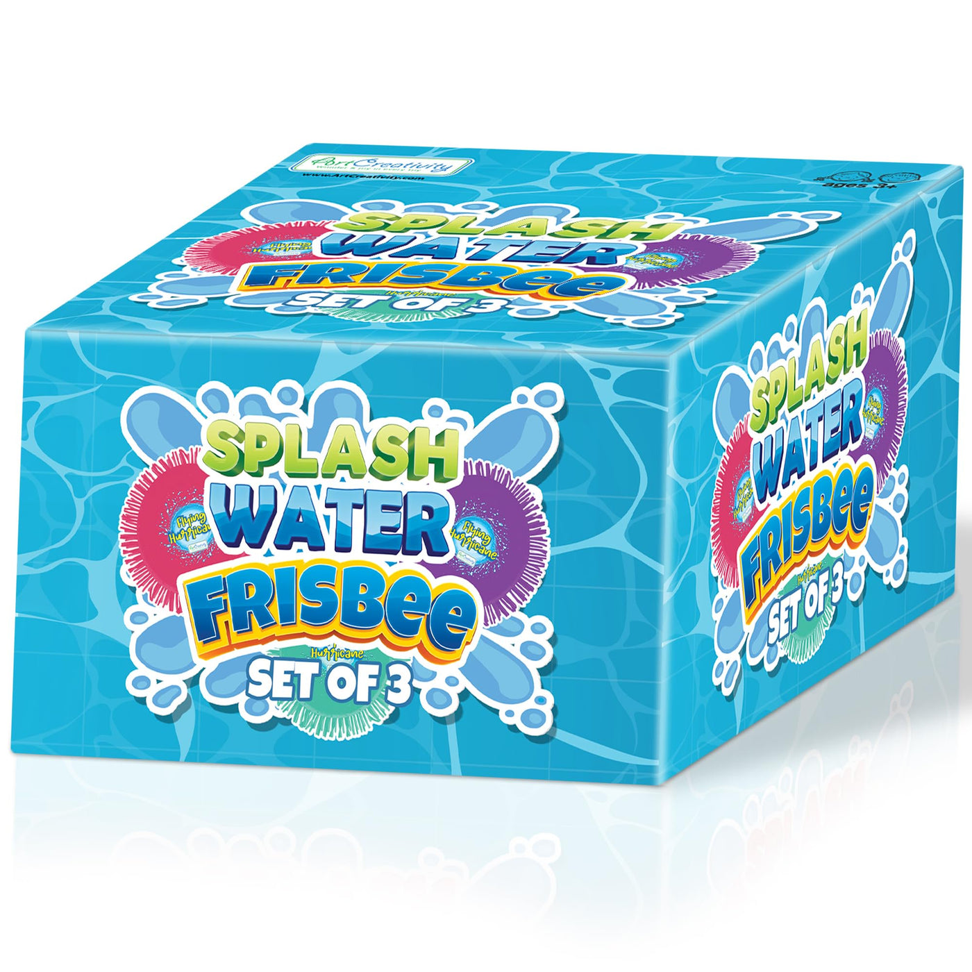 Splash Water Flying Disc Toys, Set of 3, Water Splashing Flying Discs for Kids in 3 Bright Colors