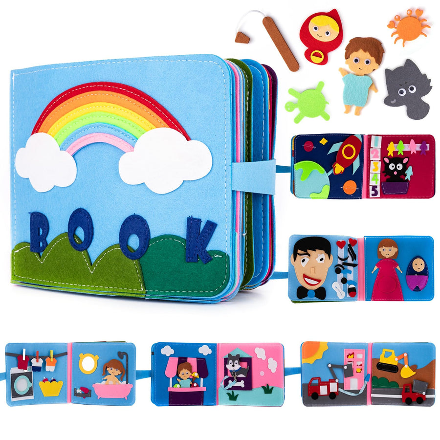 Montessori Quiet Book - Busy Book for Kids with 16 Pages Full of Interactive Activities