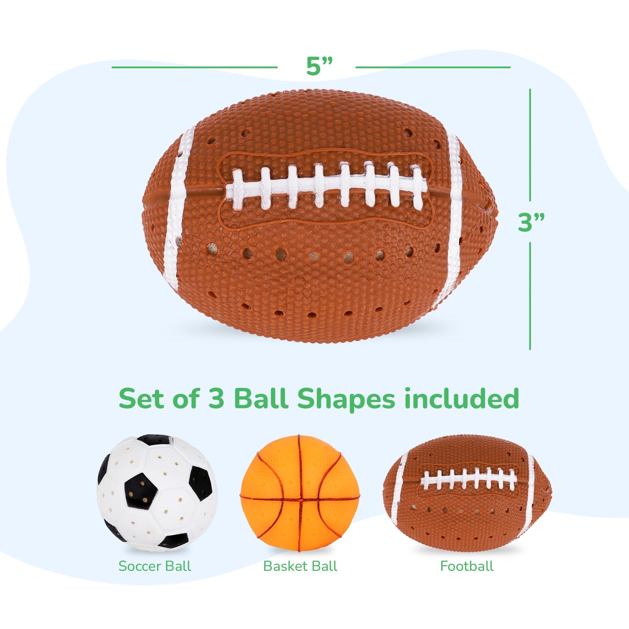 ArtCreativity Water Splash Sports Balls – 3 Pack Spongy Bath & Pool Toys for Kids, Football Basketball Soccer Designs