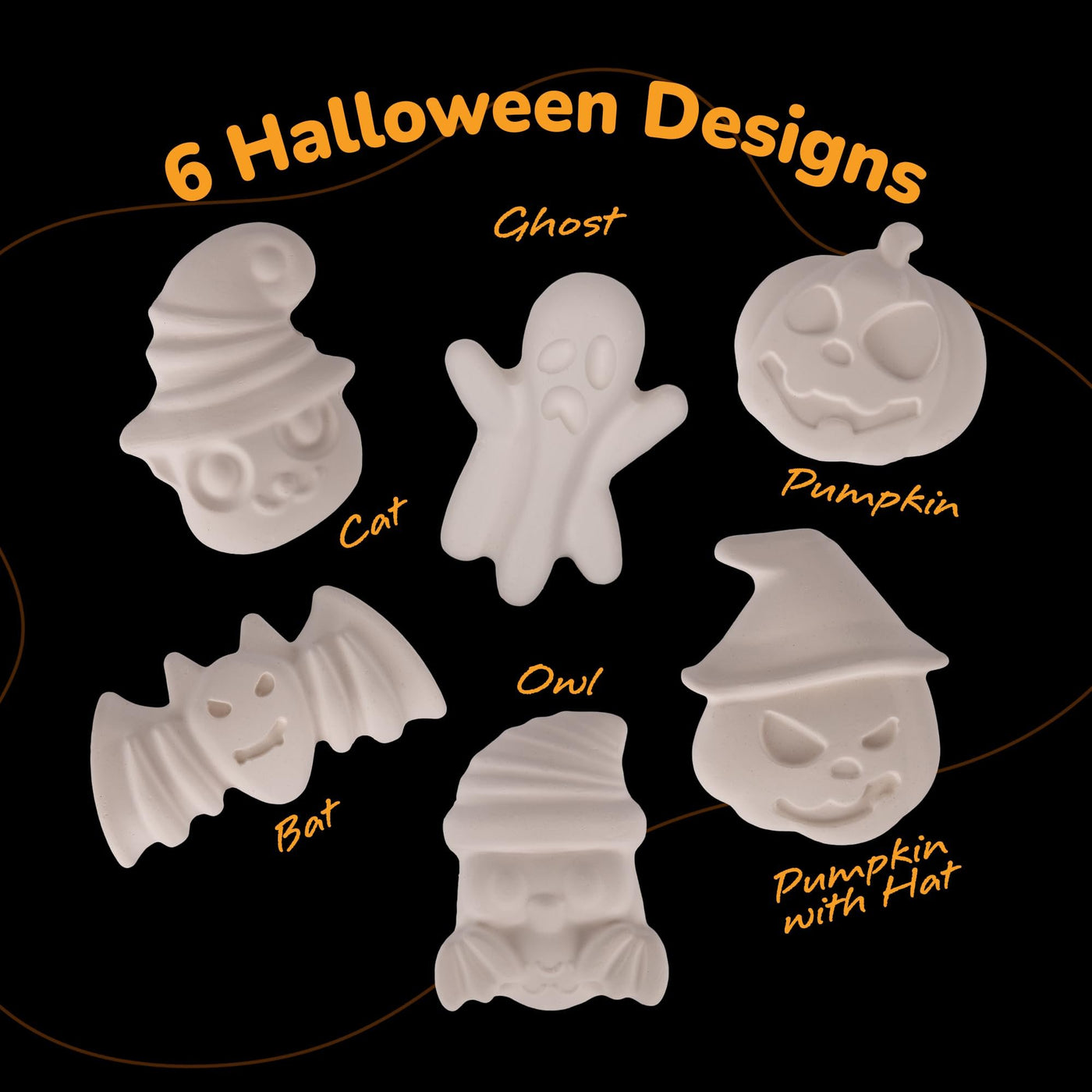 Halloween Ceramic Fridge Magnet Painting Kit - 6 Pack