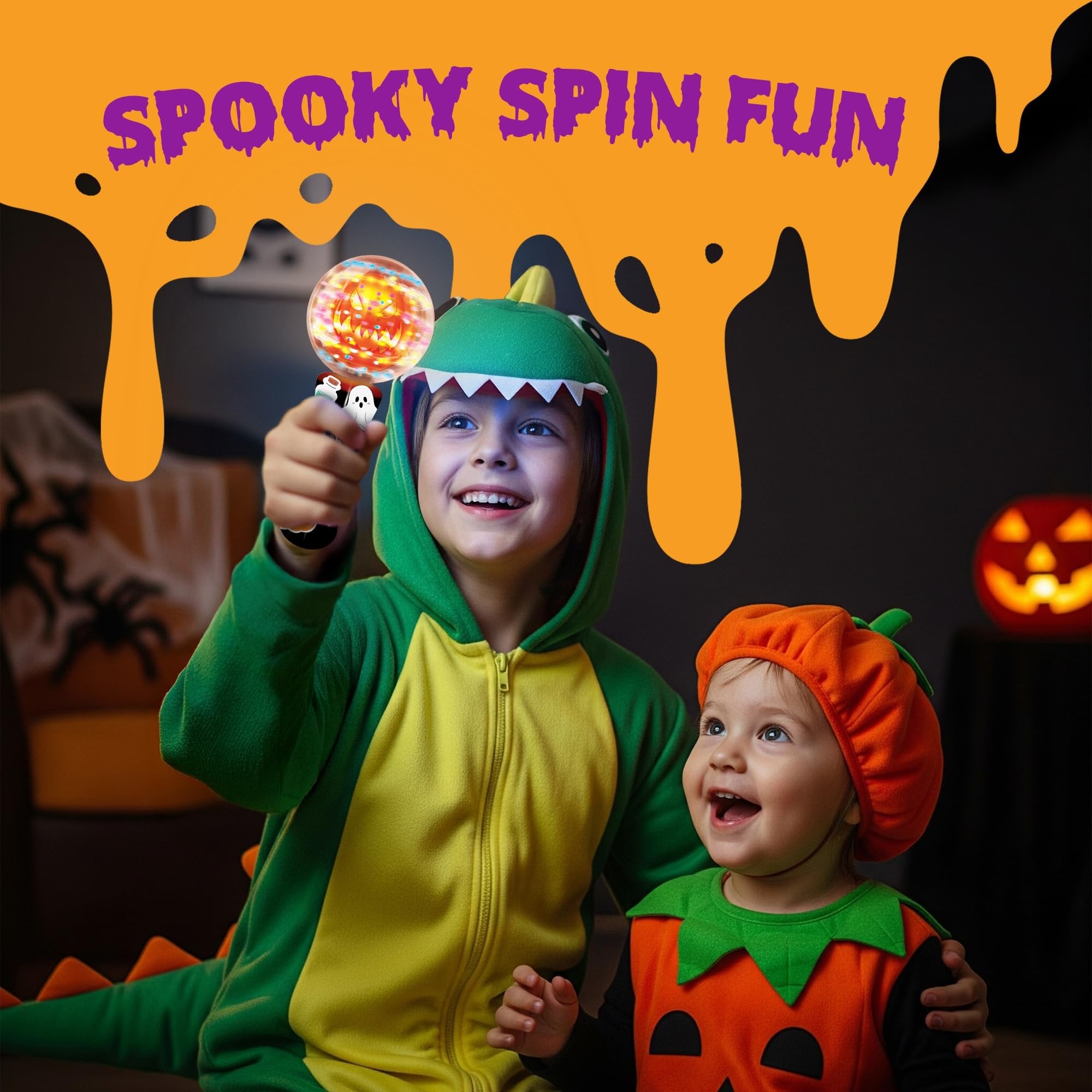 Halloween Magic Ball Light Up Wand with Ghoulish Figure - 7.5"