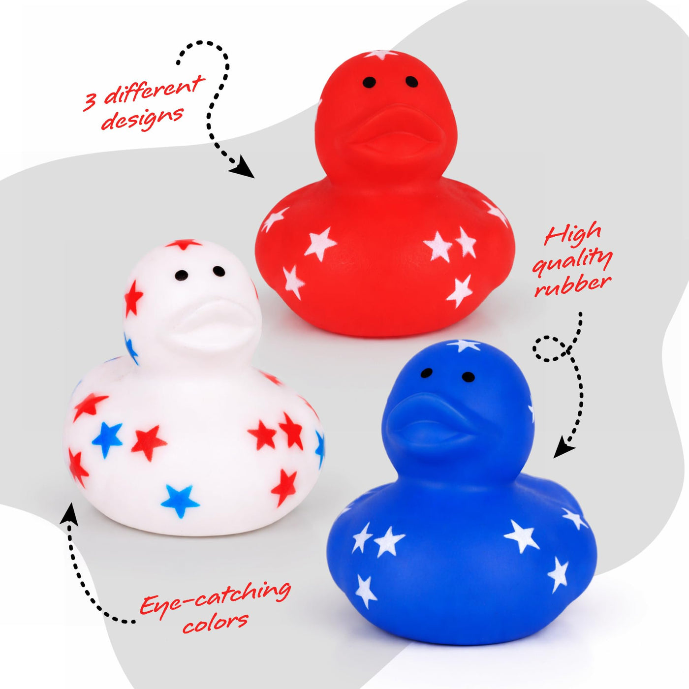 Patriotic Rubber Ducks - Set of 24 - Ducky USA Accessories in Red, White, and Blue