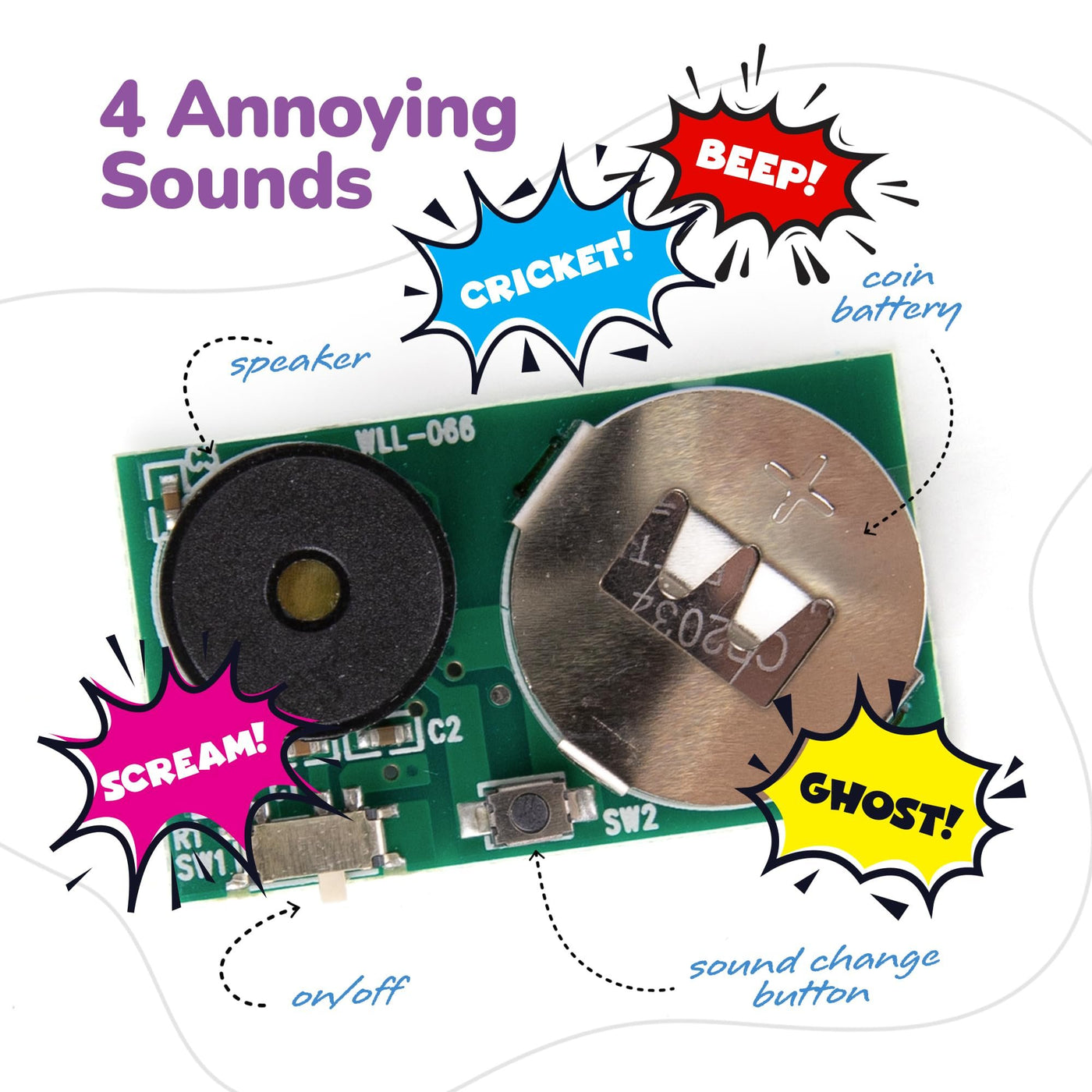4-in-1 Hidden Prank Noise Maker – Beep, Scream, Ghost & Cricket Sounds