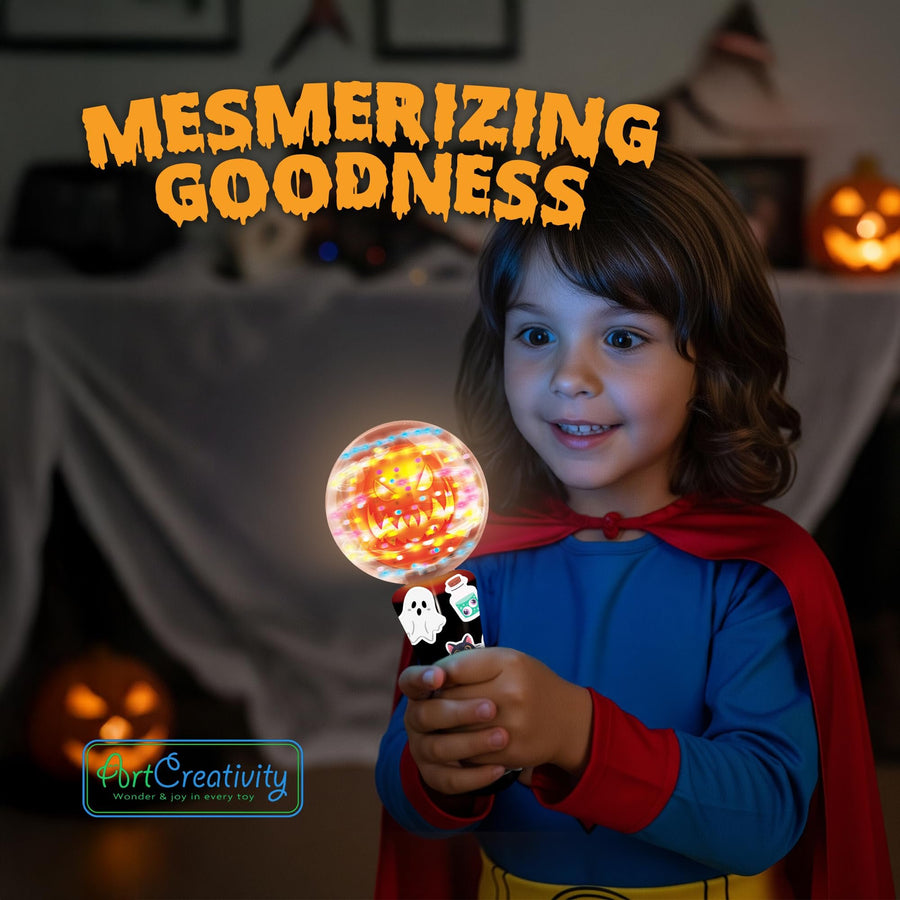 Halloween Magic Ball Light Up Wand with Ghoulish Figure - 7.5"