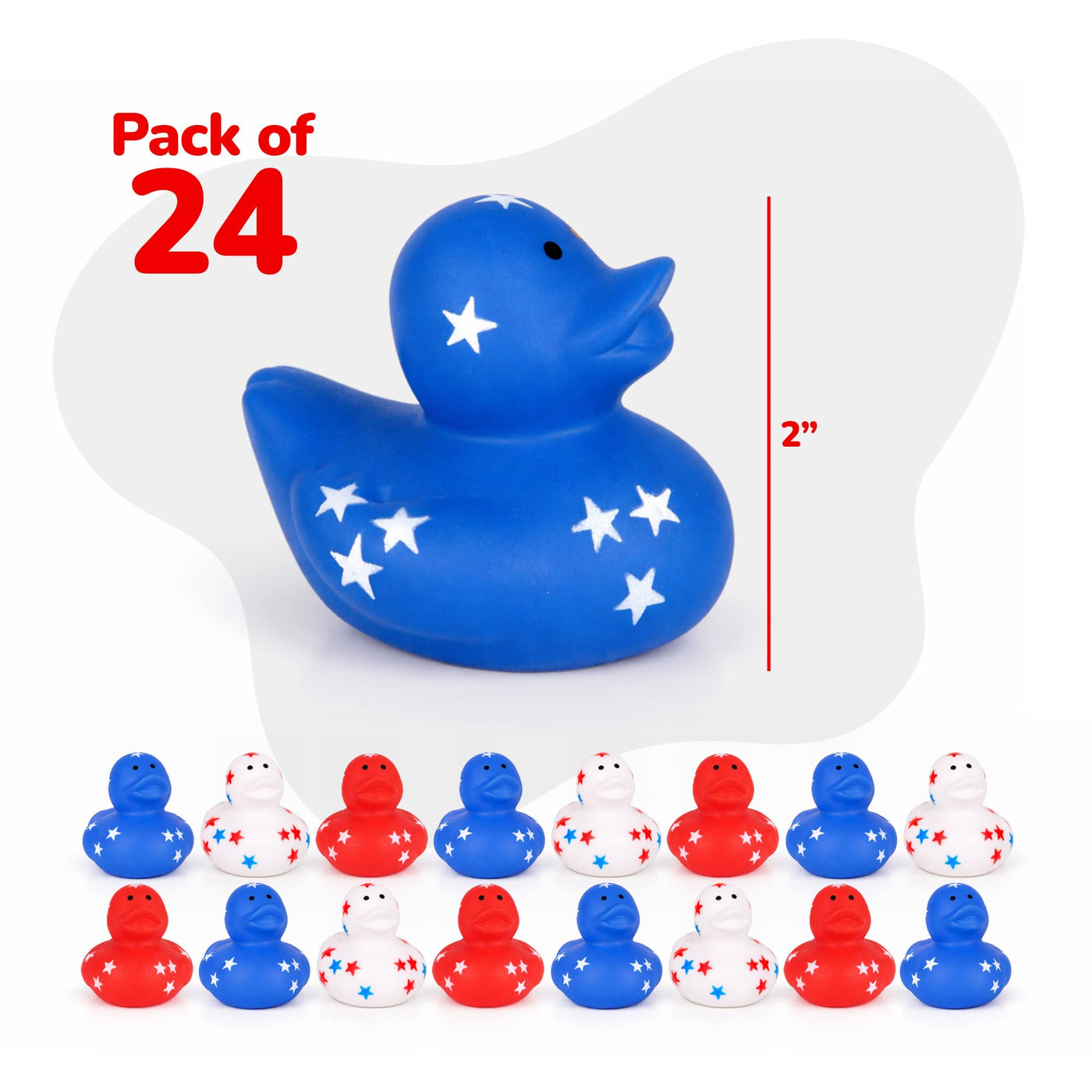 Patriotic Rubber Ducks - Set of 24 - Ducky USA Accessories in Red, White, and Blue
