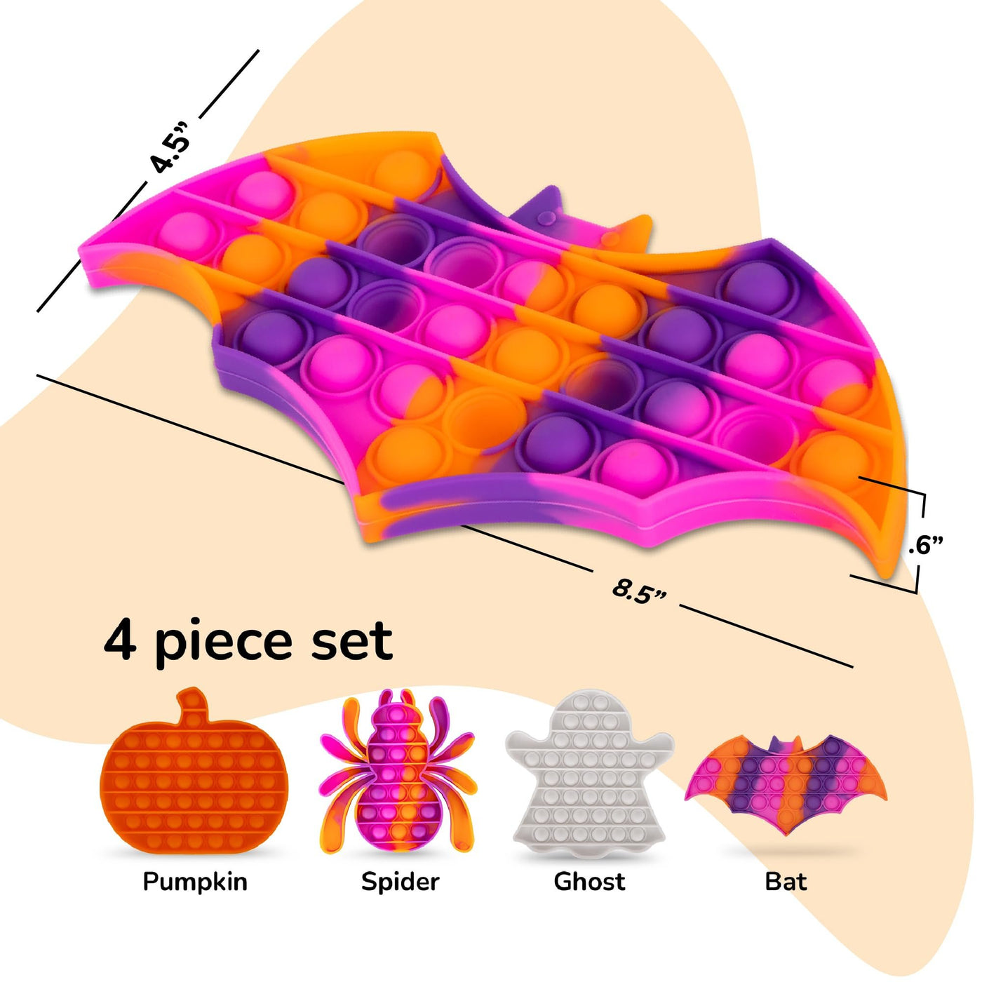 Halloween Poppers - 4 Pack - Halloween Pop Its Sensory Fidget Toys