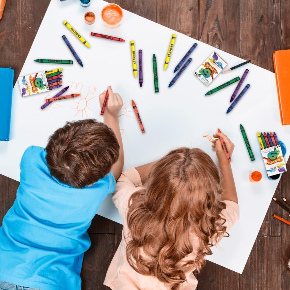 Bulk Crayon Packs, 25 Sets of 6 Packs of Crayons (150ct), Classroom Crayons for Students, Non-Toxic Crayon Party Favors for Kids, Arts & Crafts Supplies 3+