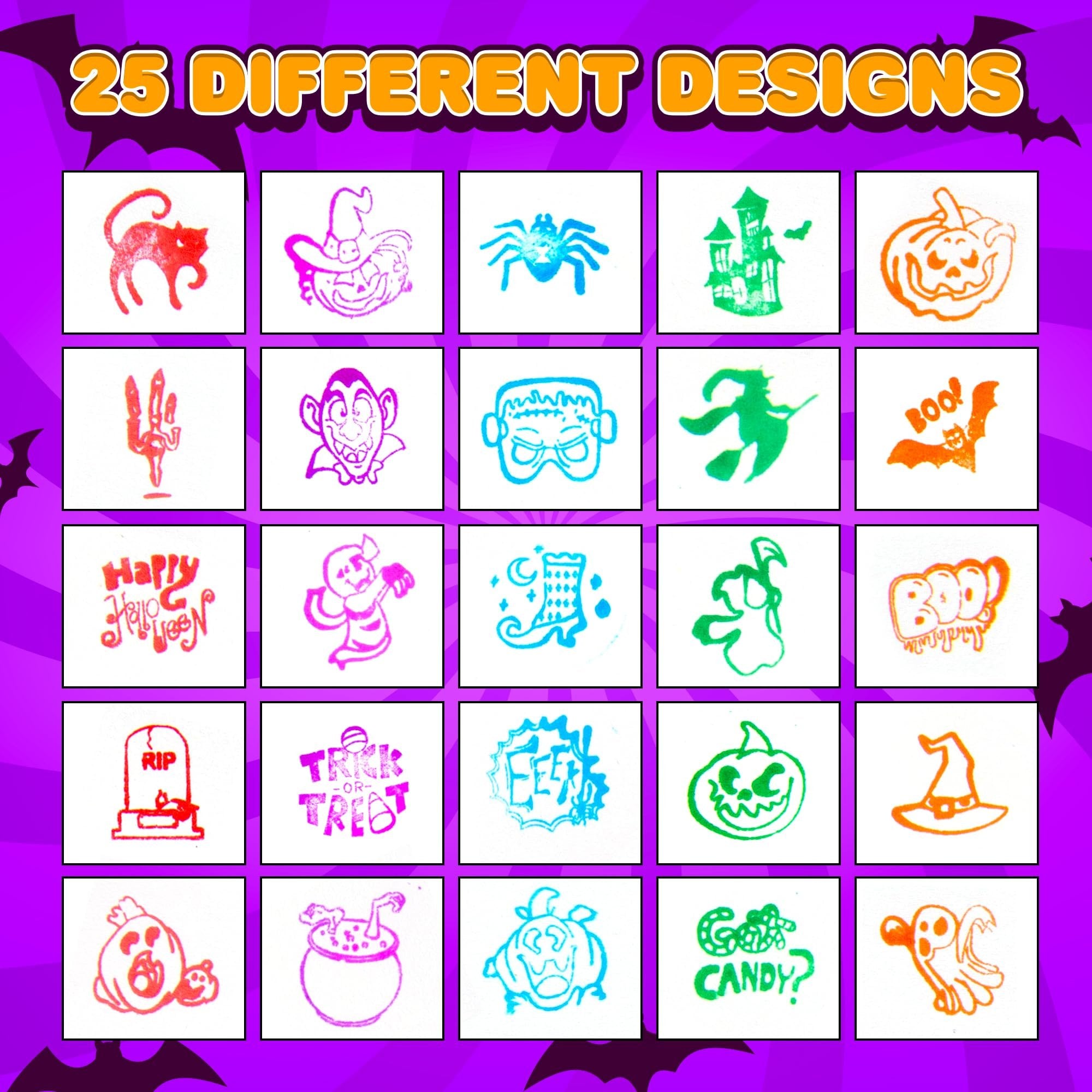 Halloween Stampers - Set of 50 - Kids & Adults Self Inking Spooky Stamps