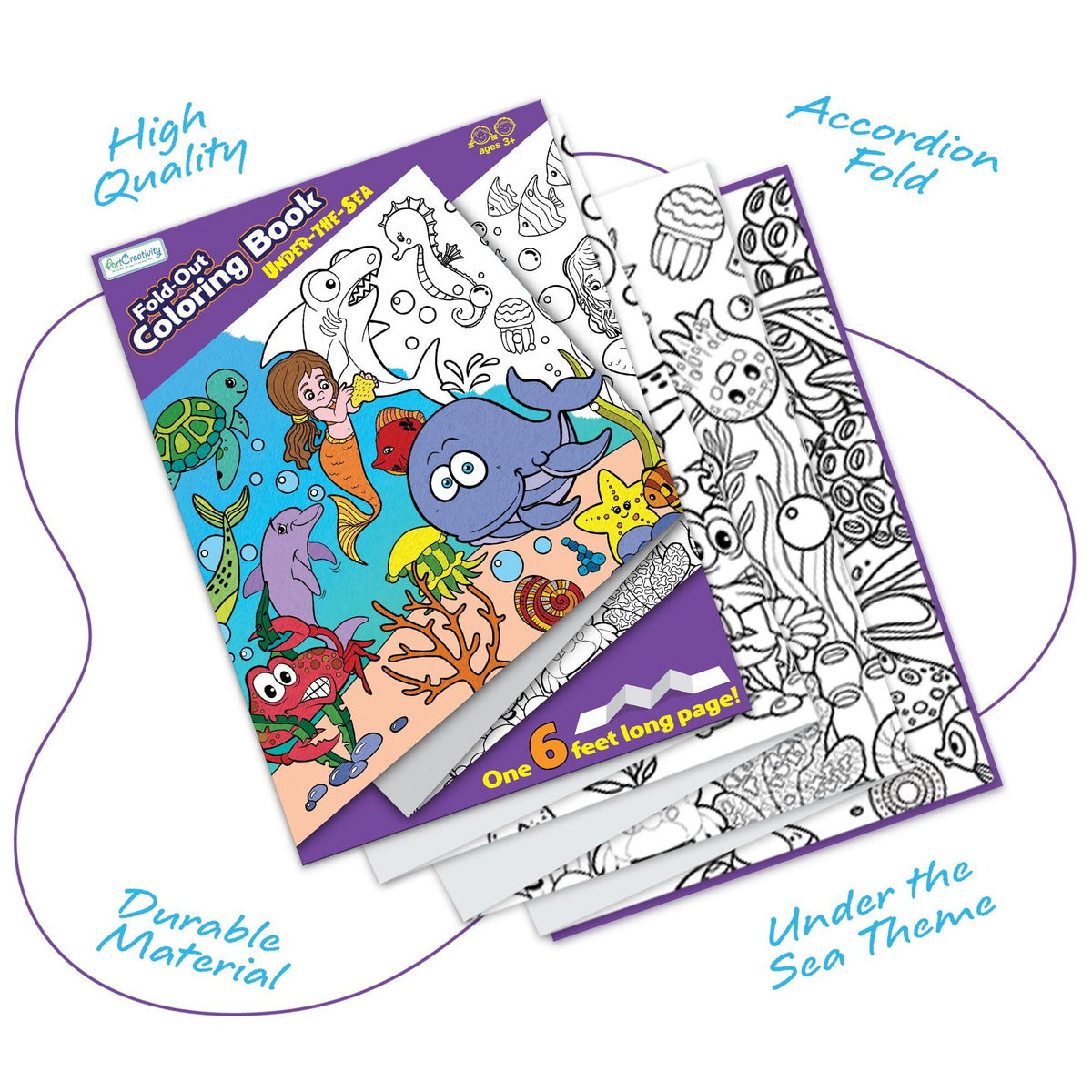 Jumbo Fold-Out Coloring Book – Under the Sea – 6 Ft · Art Creativity