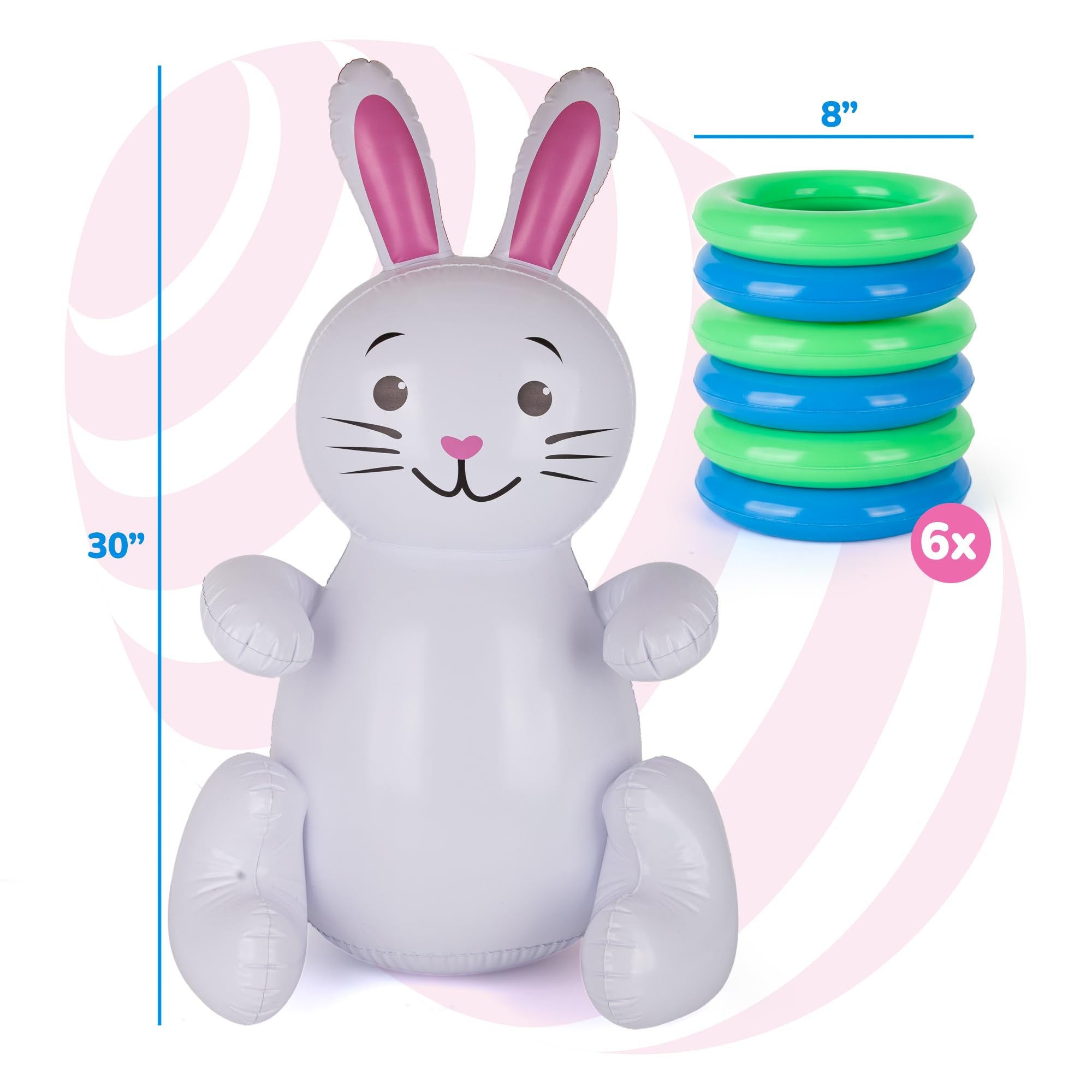 ArtCreativity Easter Bunny Inflatable Ring Toss Game - Easter Games for Kids with Inflatable Bunny and 6 Rings - Weighted Bottom to Keep the Inflatable Rabbit Upright - Outdoor Easter Family Games