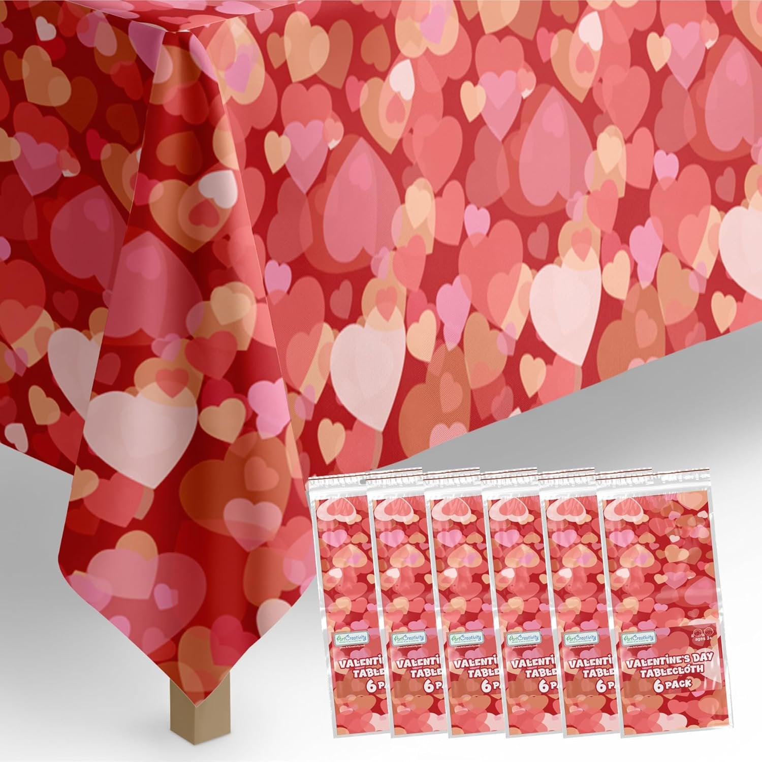Valentine's Tablecloths - 6 Pack, 54" x 108