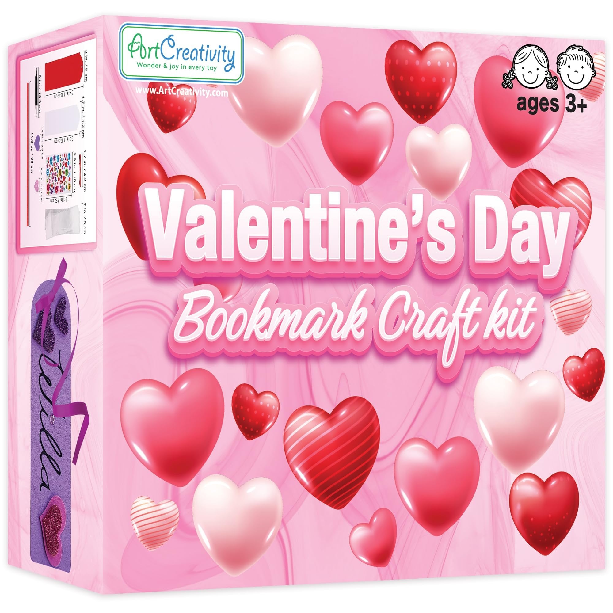 ArtCreativity 314 PCS Valentine’s Day Bookmark Craft Kit - Makes 24 Bookmarks
