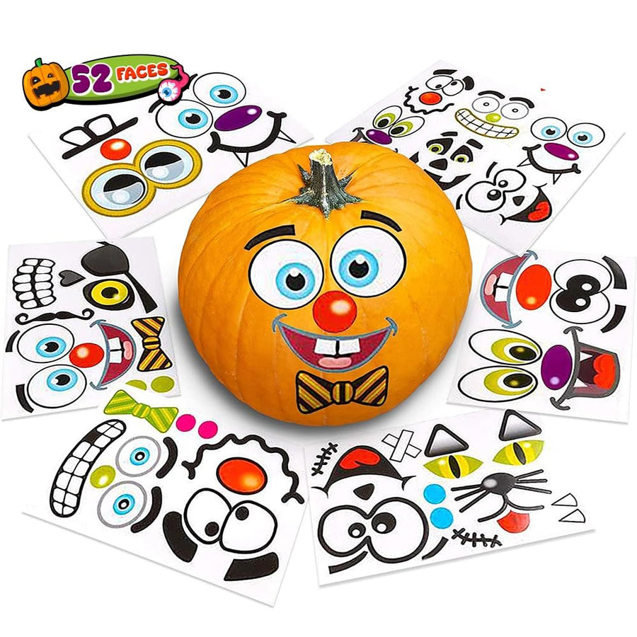ArtCreativity Halloween Pumpkin Stickers for Decorating - 12 Sheets - Jack-o-Lantern - 26 Pumpkin Decorating Stickers - Cute Halloween Toddler Decor Idea - Pumpkin Party Favors - Halloween Favors