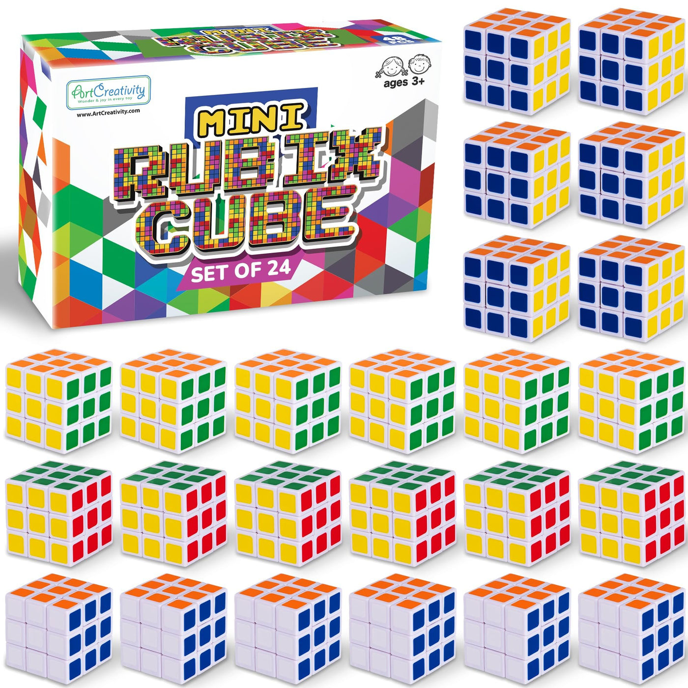 Mini 3x3 Puzzle Cubes - 24 Pack