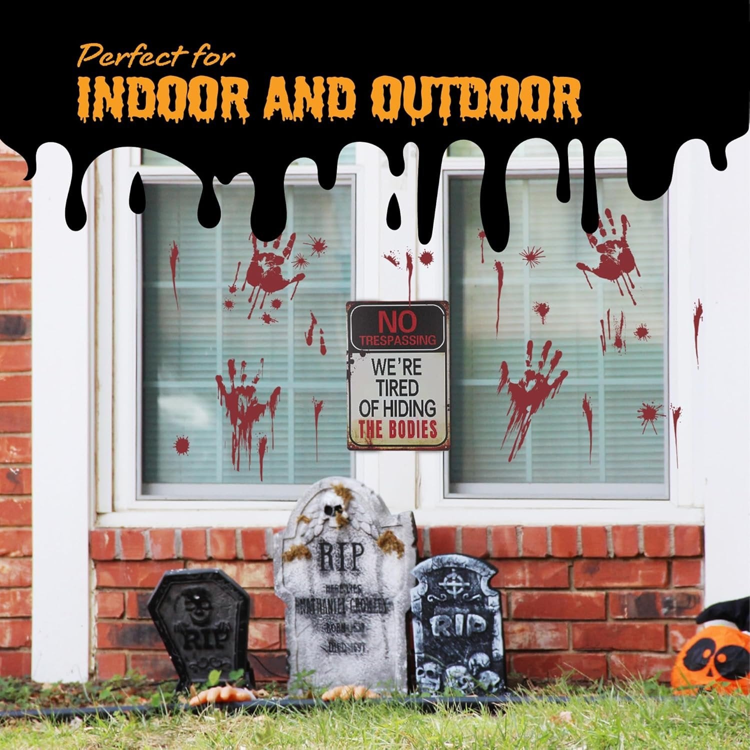 Halloween No Trespassing Sign & Window Stickers