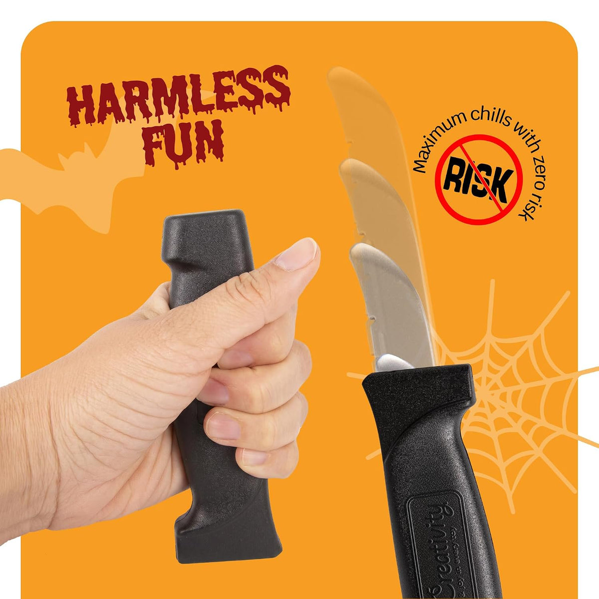 Large Retractable Knife - Realistic Fake Blade with Brown Sheath