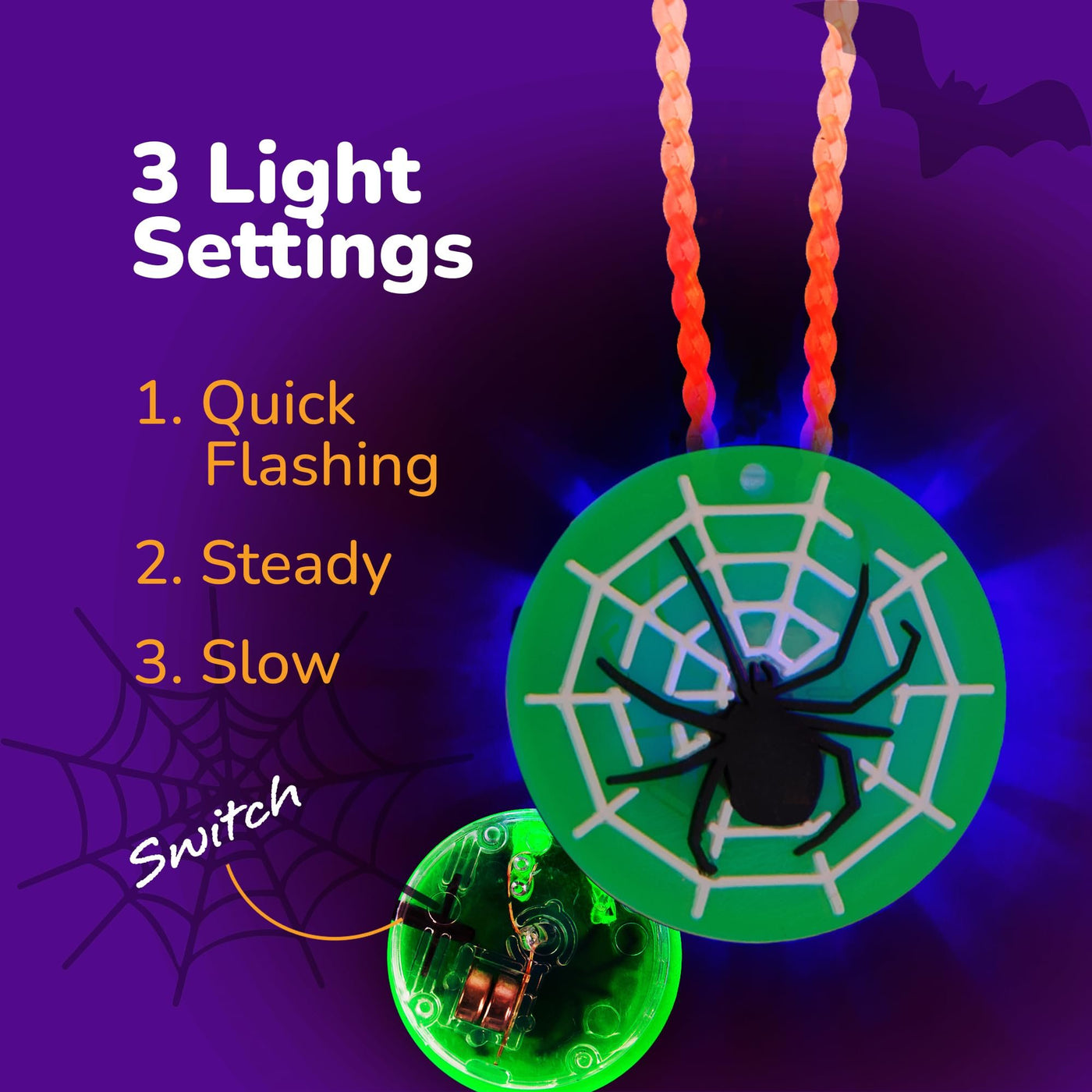 Halloween Light Up Skull Necklaces - Pack of 26