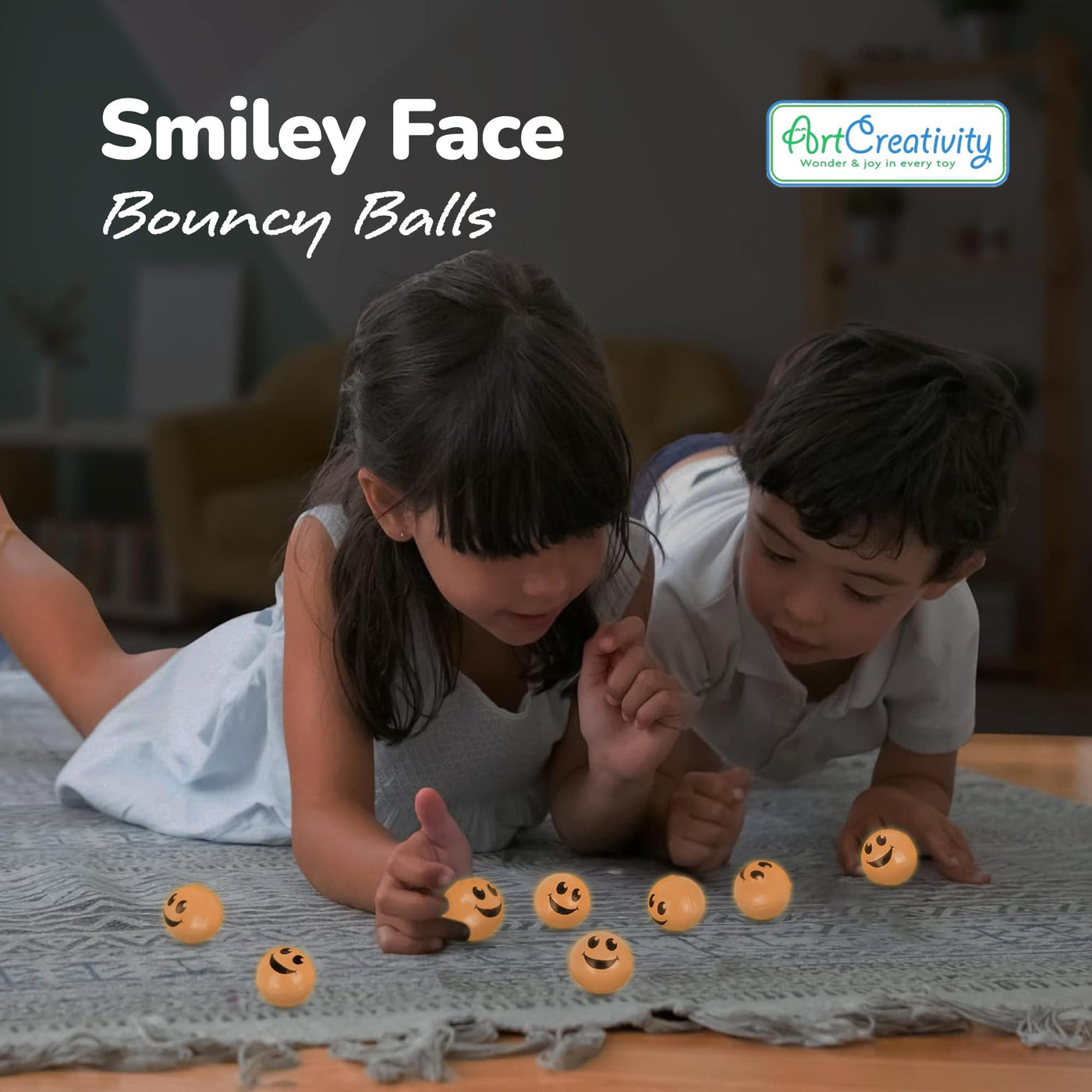 Glow in the Dark Orange Smiley Face Bouncing Balls - Bulk Pack of 36, 1 Inch