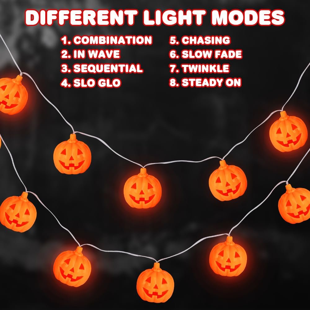 Halloween Pumpkin String Lights with Remote - 20 LED