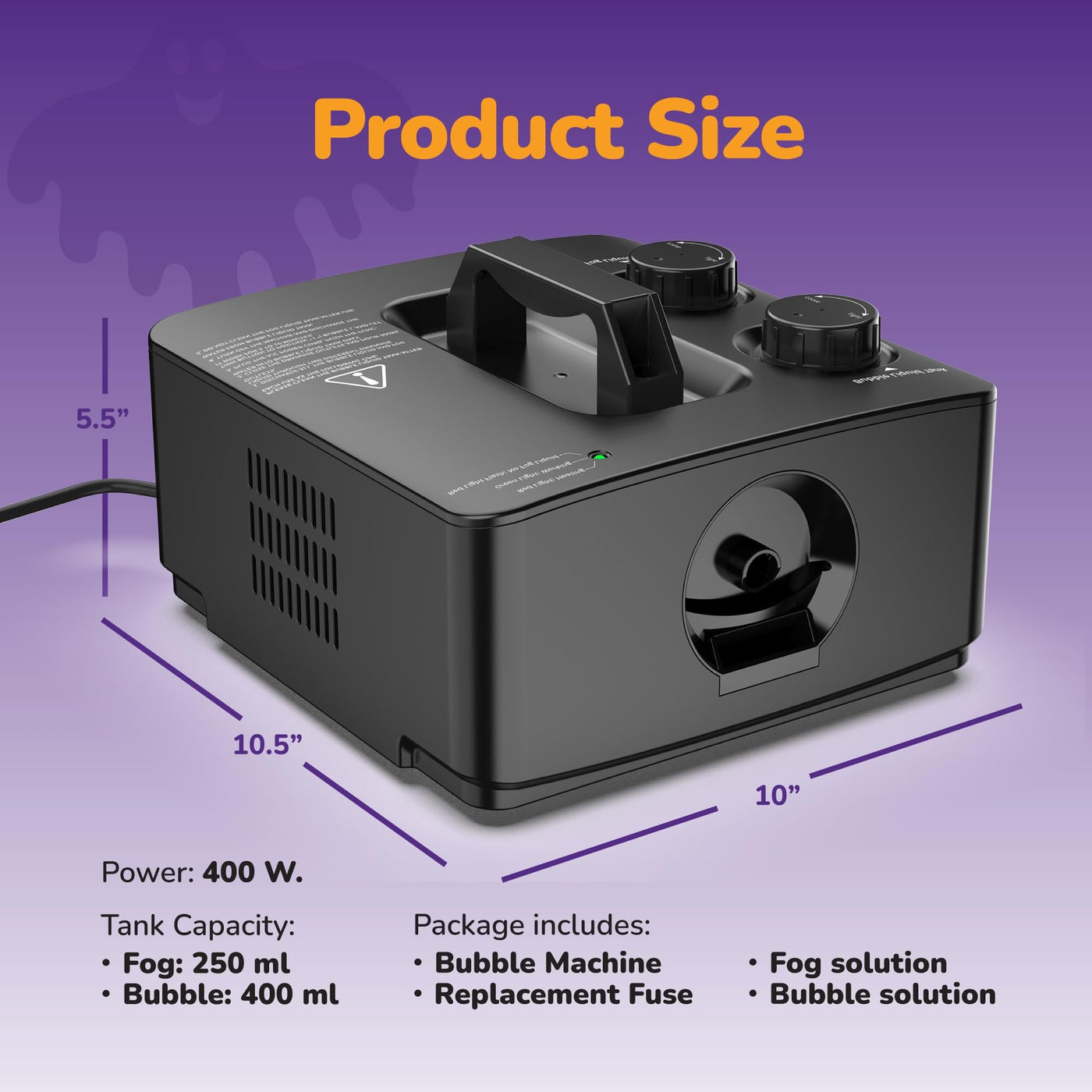 Fog Bubble Machine - 2 in 1 Smoke Bubble Machine with Fog and Bubble Liquid Concentrates (200 ml Each)