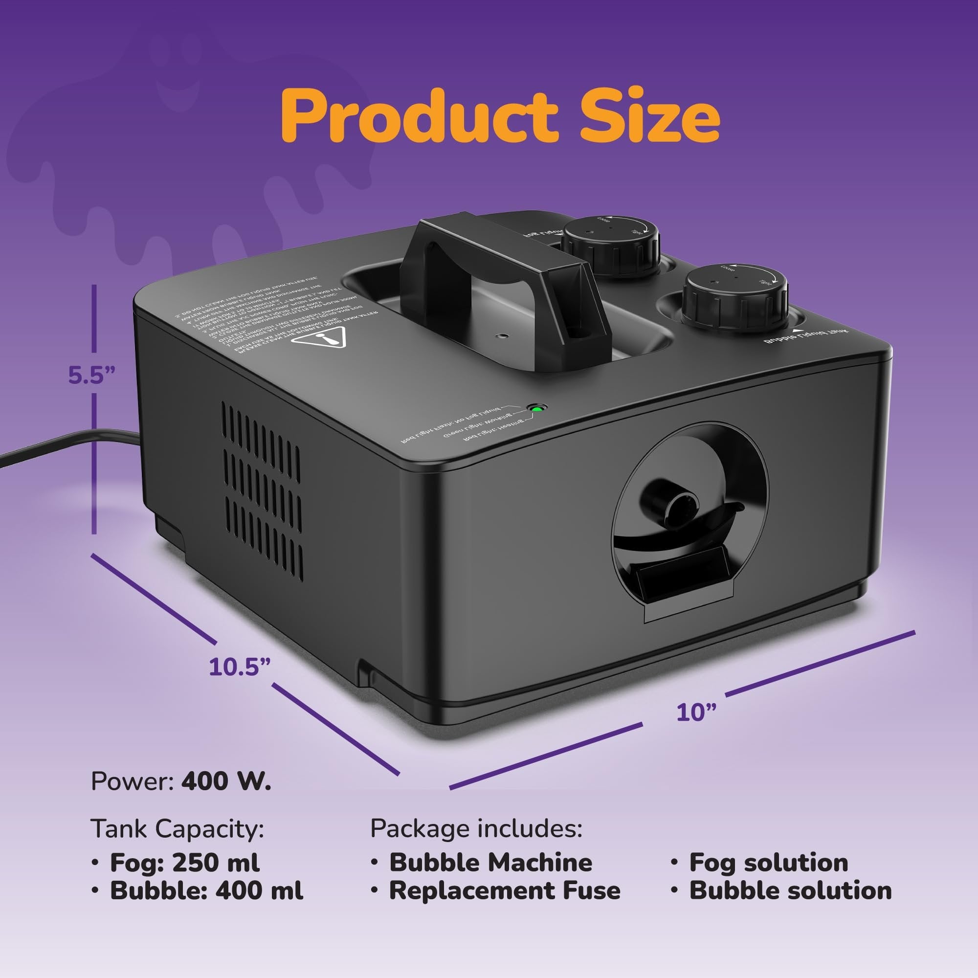 Fog Bubble Machine - 2 in 1 Smoke Bubble Machine with Fog and Bubble Liquid Concentrates (200 ml Each)