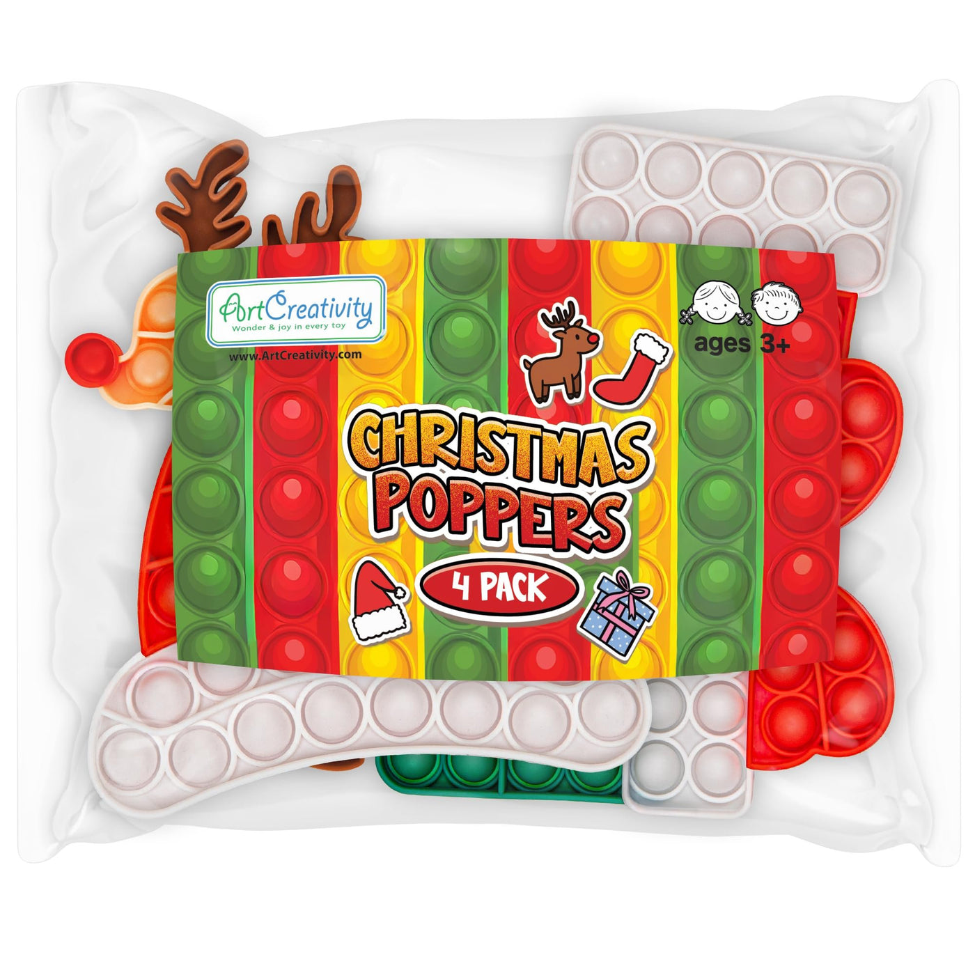 Christmas Poppers for Kids - 4 Pack