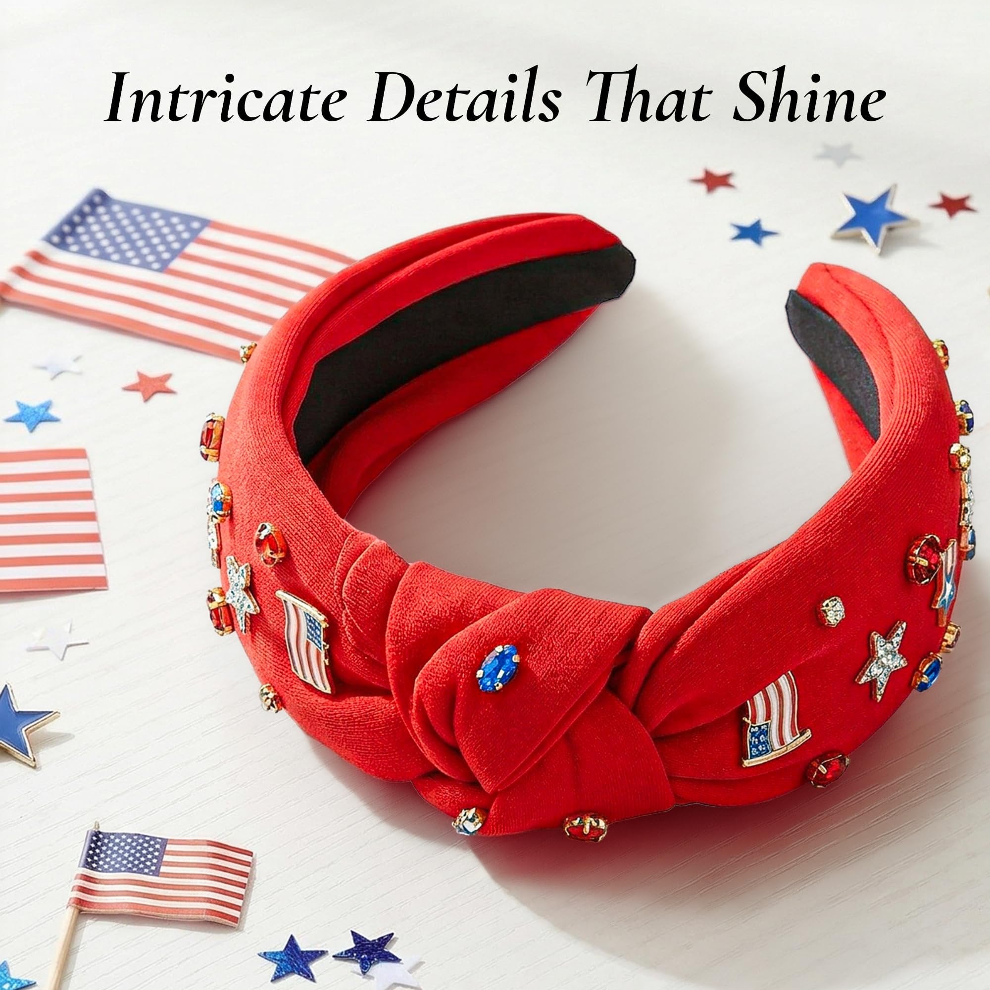 Patriotic Headband with Enamel and Crystal Embellishments - One Size Fits All