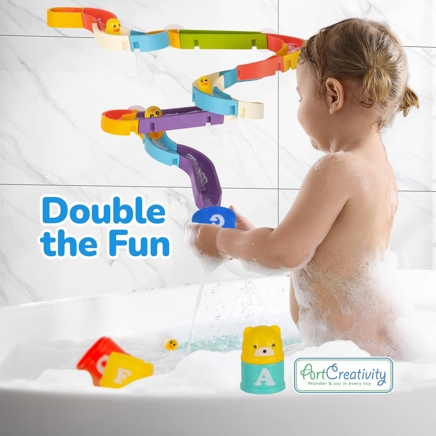 Duck Bathtub Slide Toys – Set of 6 Bath & Water Toys for Toddlers