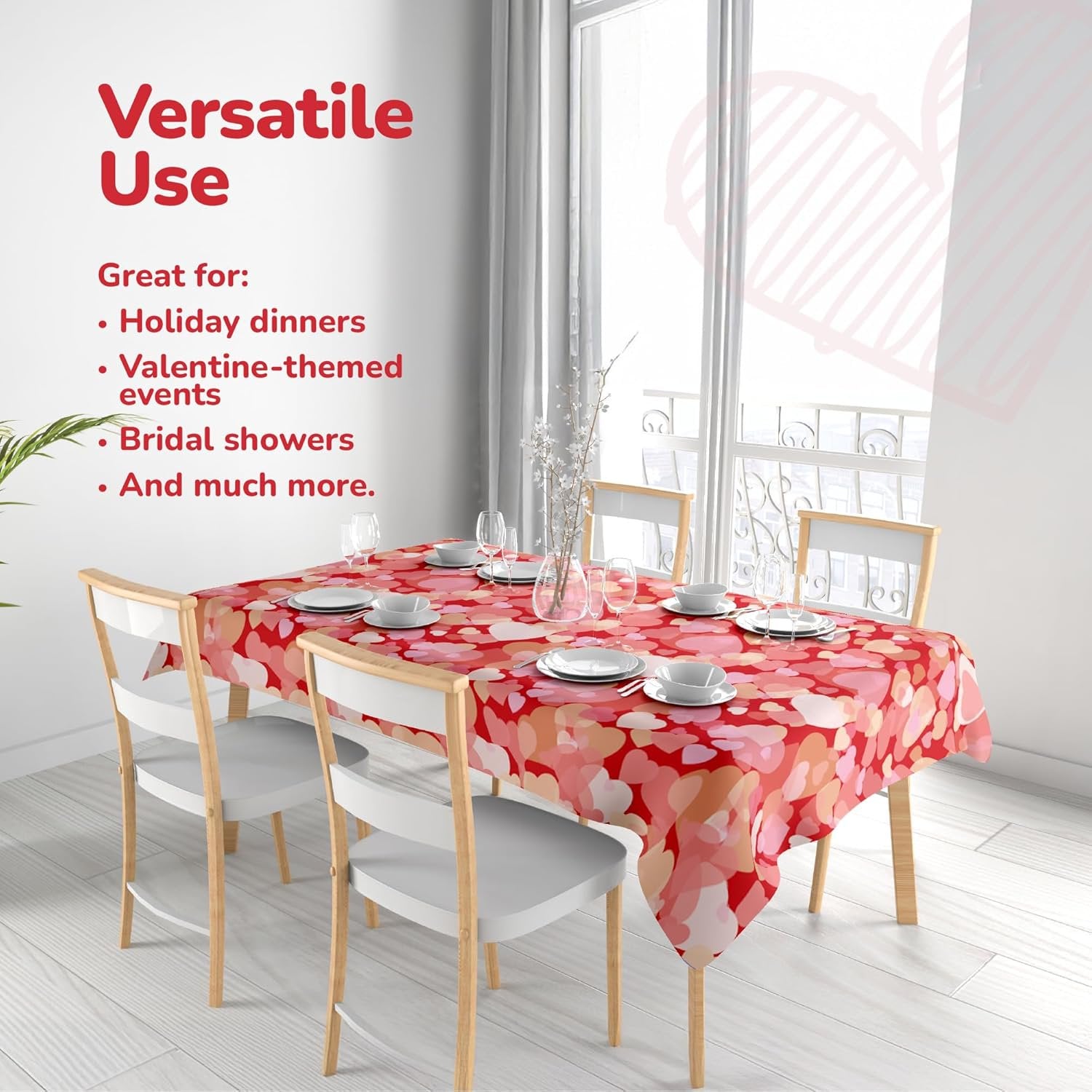 Valentine's Tablecloths - 6 Pack, 54" x 108