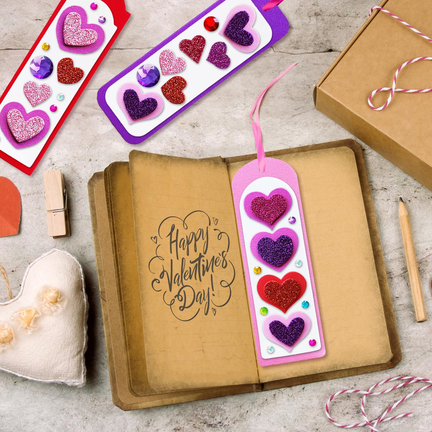 ArtCreativity 314 PCS Valentine’s Day Bookmark Craft Kit - Makes 24 Bookmarks