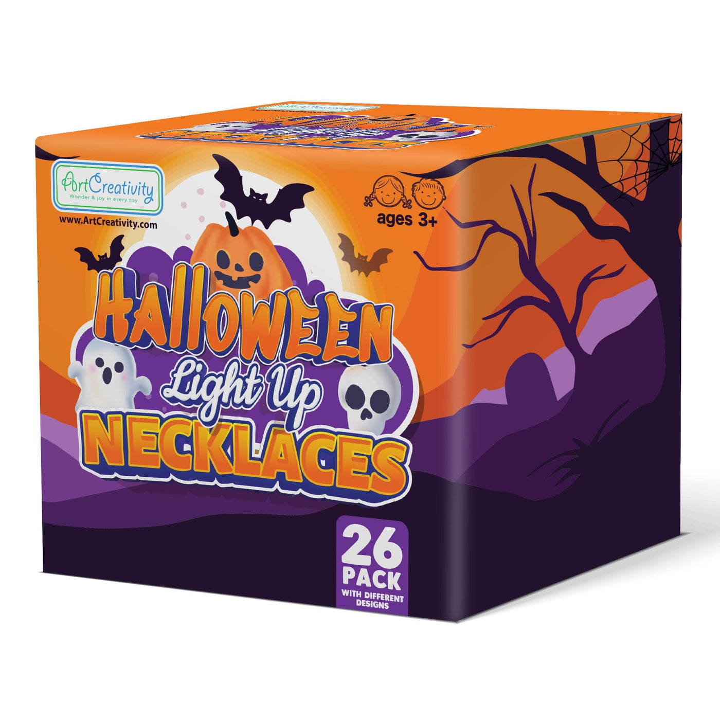 Halloween Light Up Skull Necklaces - Pack of 26