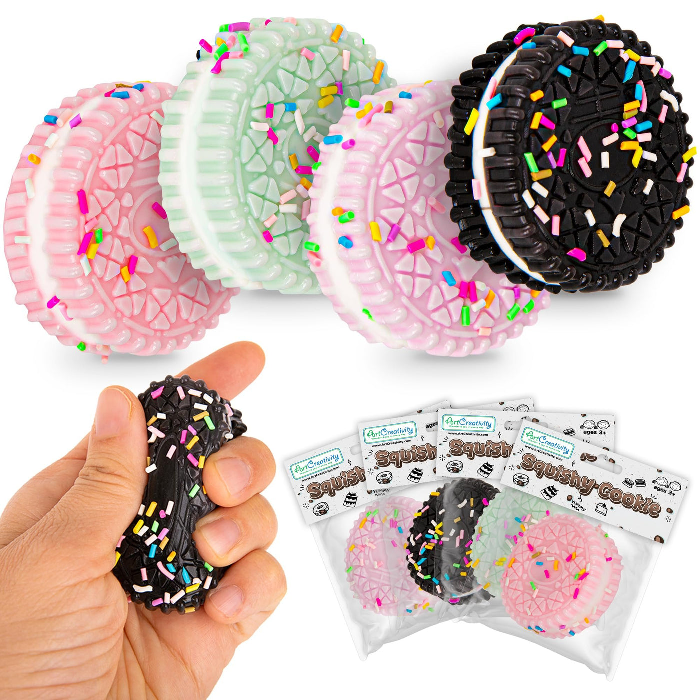 Squishy Cookies Fidget Toys for Kids and Adults - 4 Pack