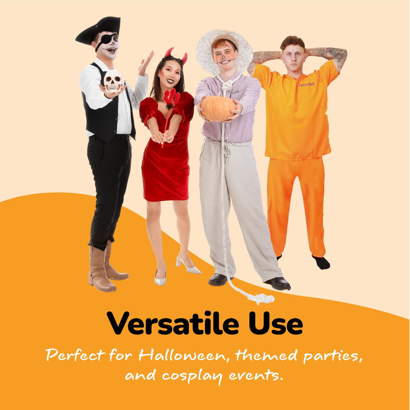 Orange Prisoner Costume with 6 Outlaw Sleeve Tattoos for Men - Size Medium - Adults