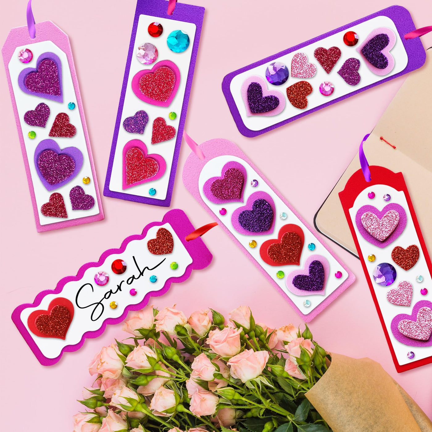 ArtCreativity 314 PCS Valentine’s Day Bookmark Craft Kit - Makes 24 Bookmarks