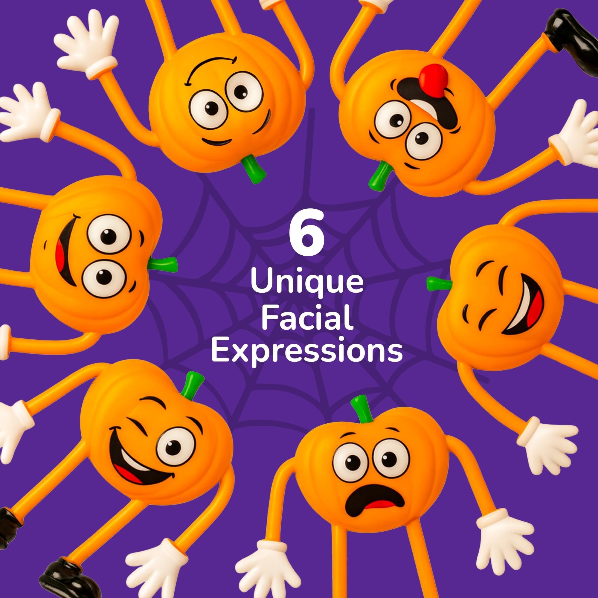 Halloween Pumpkin Bendable Toys - 12 Pack - 3.75 Inch Figures with Bendable Limbs