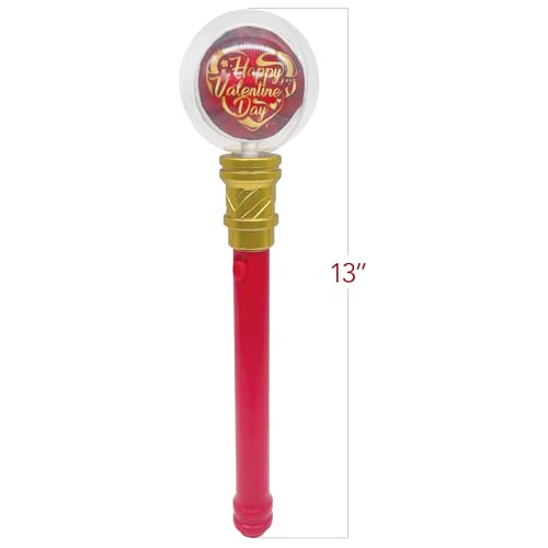 Valentines Day Light Up Wand - 13 Inch Light Wand for Kids with 16 LEDs, Light Spinner and Light Patterns