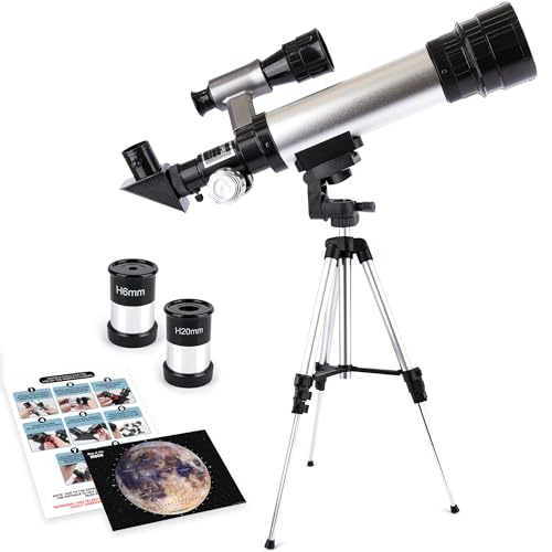 Telescope for Beginners - Fully Functioning Kids Telescope (60X Magnifcation) with 2 Eyepieces, Aluminum Tripod, Sturdy Carry Case, and Constellation Map