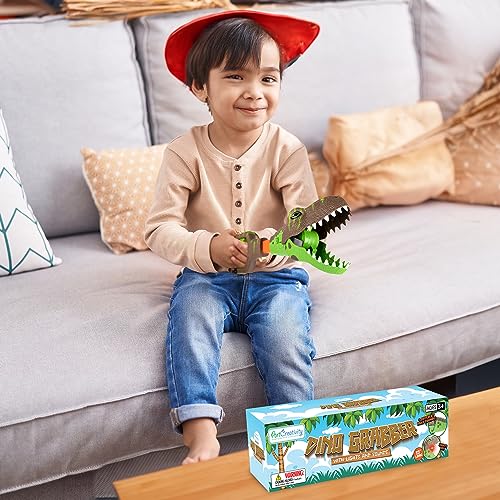 Dino Grabber Toy for Kids with Lights & Sounds, Dinosaur Chomper with 3 Roaring Sounds and Red LED Light in Mouth, Batteries Included