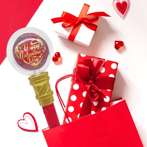 Valentines Day Light Up Wand - 13 Inch Light Wand for Kids with 16 LEDs, Light Spinner and Light Patterns