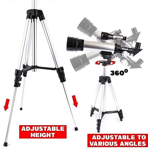 Telescope for Beginners - Fully Functioning Kids Telescope (60X Magnifcation) with 2 Eyepieces, Aluminum Tripod, Sturdy Carry Case, and Constellation Map