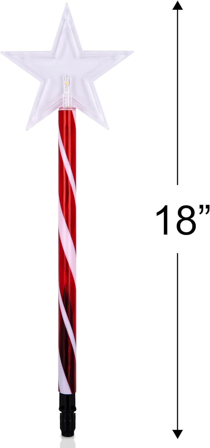 Outdoor Christmas Solar Lights (Set of 5), Christmas Path Lights with 8 LED Modes & Candy Cane Design