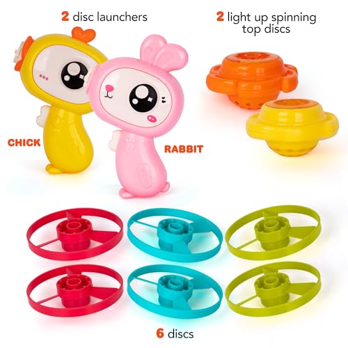 Flying Disc Launcher Toy Set - Set of 2 - Light Up Disc Shooters for K ...
