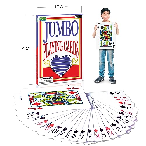 Giant Poker Jumbo Playing Cards, 10.5 Inches X 14.5 Inches, Extra Large Playing Cards Set with 2 Jokers,