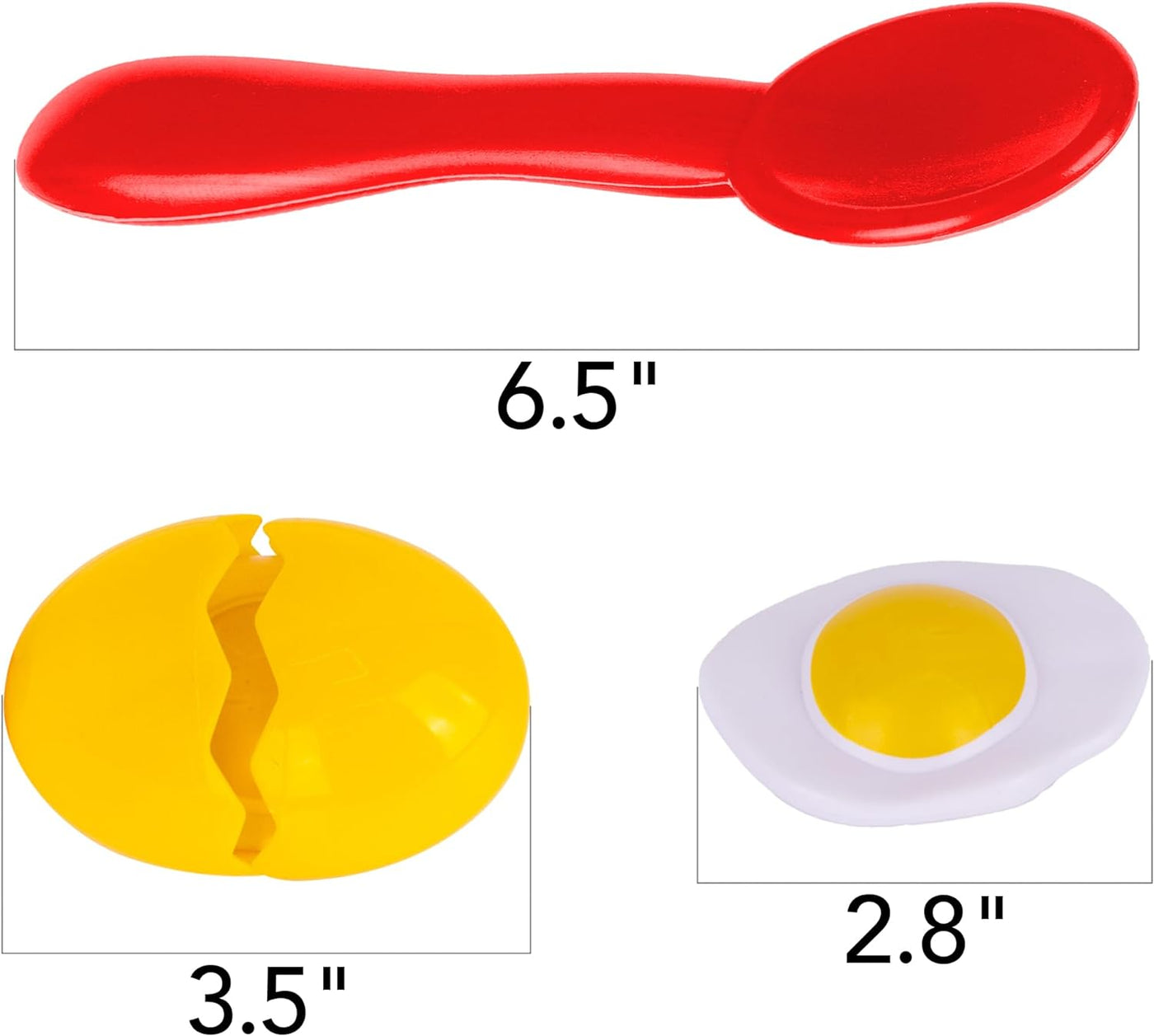 Egg Spoon Race Set - Includes 4 Spoons, 4 Eggshells That Open, and 4 Pretend Yolks