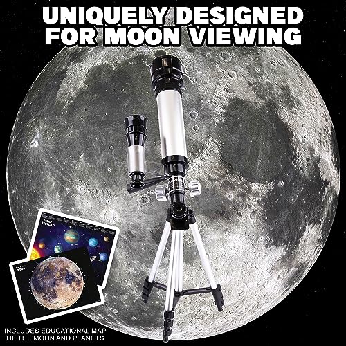 Telescope for Beginners - Fully Functioning Kids Telescope (60X Magnifcation) with 2 Eyepieces, Aluminum Tripod, Sturdy Carry Case, and Constellation Map